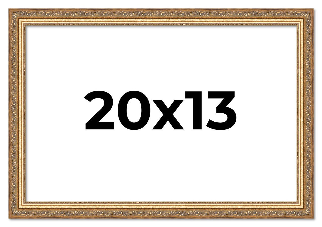 20x13 Solid Wood Antique Picture Frame with UV-Resistant Acrylic & Acid-Free Backing, Available in 4 Finishes: Bronze, Gold, Silver, and Gold with Black